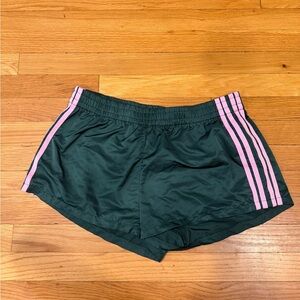 Edikted Dark Green and Pink Athletic Shorts